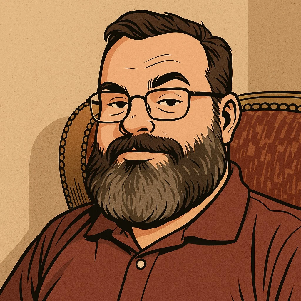 Illustrated portrait used by B. Mac as the public author image