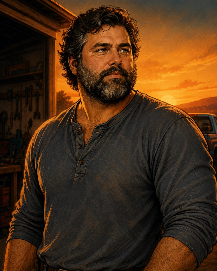 Stylized portrait of James Houston